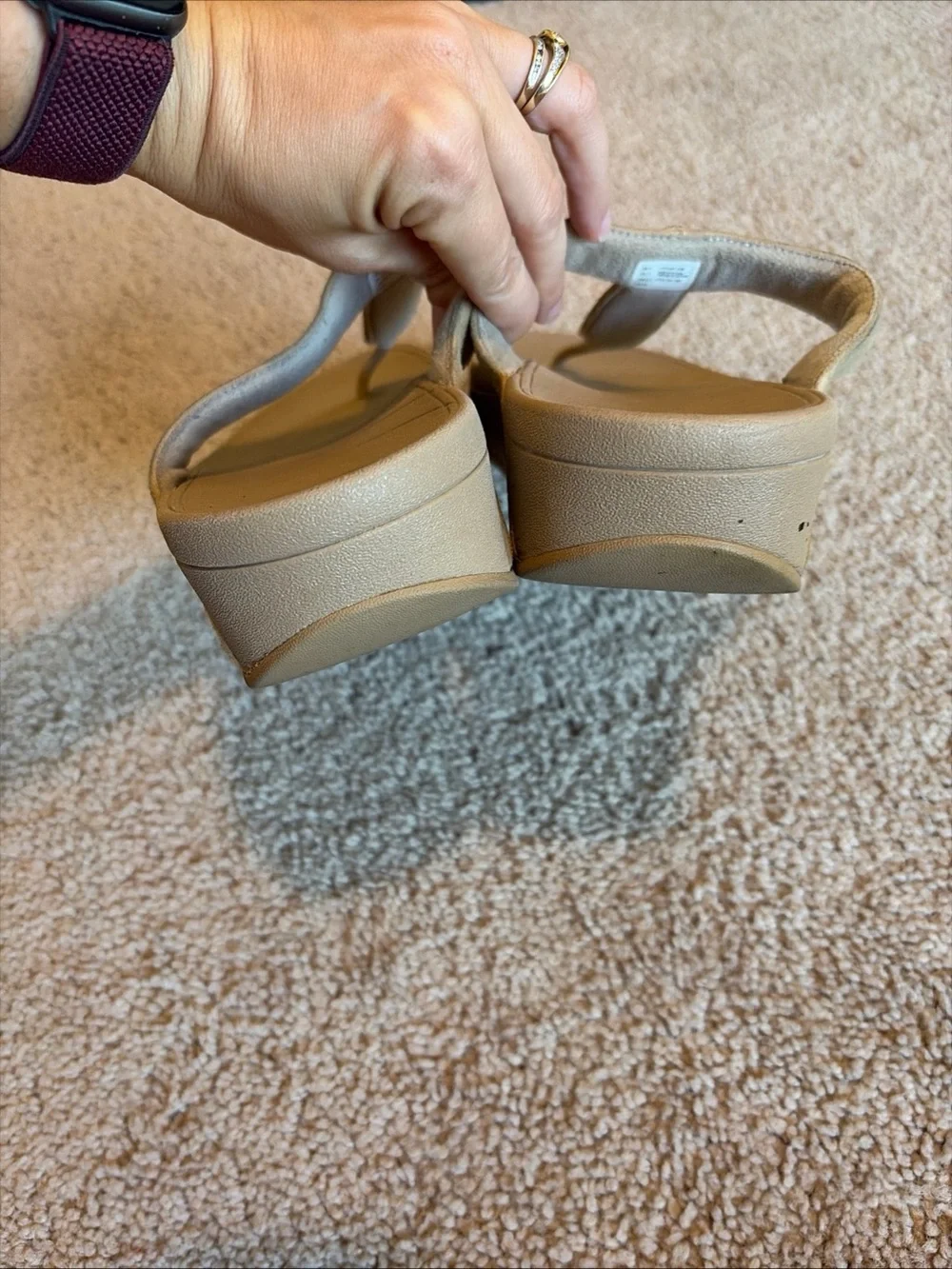 FITFLOP SLIP-ON SANDALS Beige With JEWEL -Sz 11